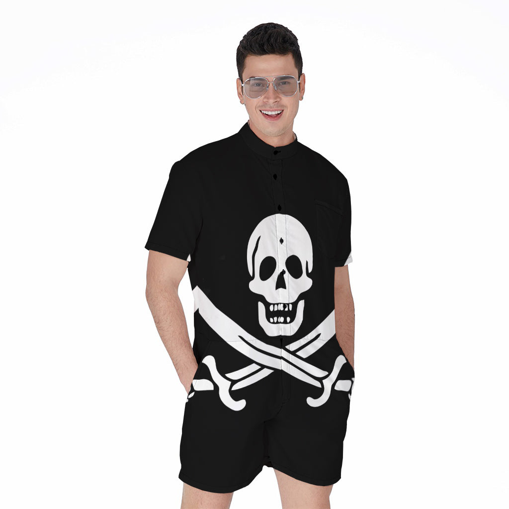 Calico Jack Pirate Flag Print Men's Rompers