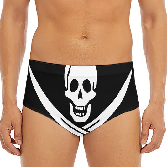 Calico Jack Pirate Flag Print Men's Triangle Swim Briefs