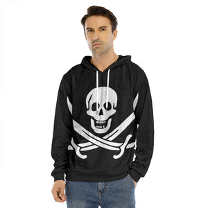 Calico Jack Pirate Flag Print Men's Velvet Pullover Hoodie