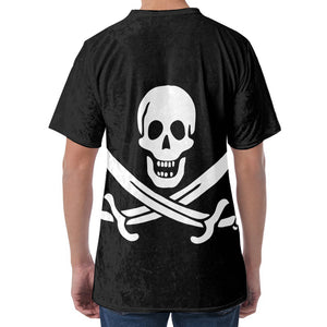 Calico Jack Pirate Flag Print Men's Velvet T-Shirt