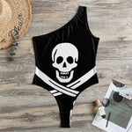 Calico Jack Pirate Flag Print One Shoulder Bodysuit