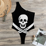 Calico Jack Pirate Flag Print One Shoulder Bodysuit