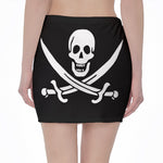 Calico Jack Pirate Flag Print Pencil Mini Skirt