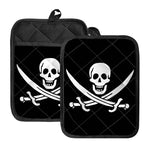 Calico Jack Pirate Flag Print Pot Holders With Pocket