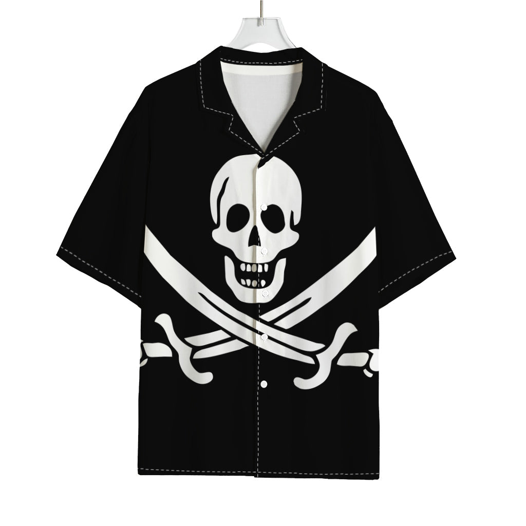 Calico Jack Pirate Flag Print Rayon Hawaiian Shirt