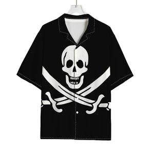 Calico Jack Pirate Flag Print Rayon Hawaiian Shirt