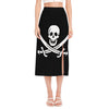 Calico Jack Pirate Flag Print Side Slit Midi Skirt