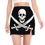 Calico Jack Pirate Flag Print Side Slit Mini Skirt