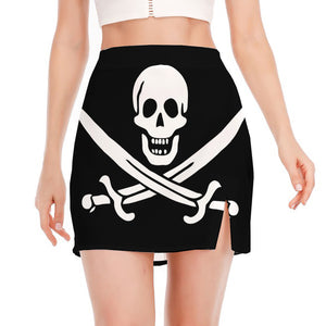 Calico Jack Pirate Flag Print Side Slit Mini Skirt