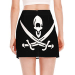 Calico Jack Pirate Flag Print Side Slit Mini Skirt