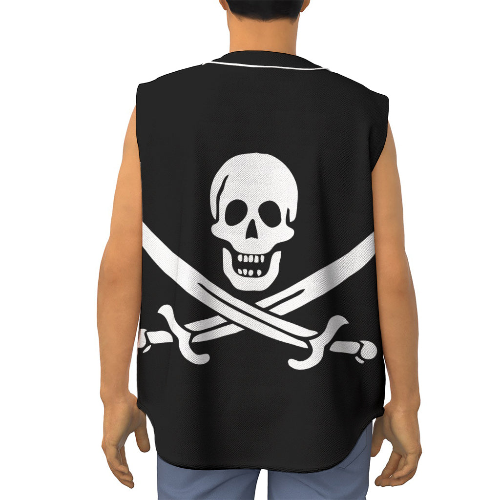 Calico Jack Pirate Flag Print Sleeveless Baseball Jersey