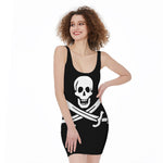 Calico Jack Pirate Flag Print Sleeveless Bodycon Dress