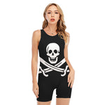 Calico Jack Pirate Flag Print Sleeveless One Piece Swimsuit