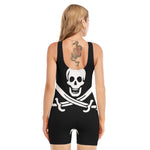 Calico Jack Pirate Flag Print Sleeveless One Piece Swimsuit