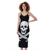 Calico Jack Pirate Flag Print Slim Fit Midi Cami Dress