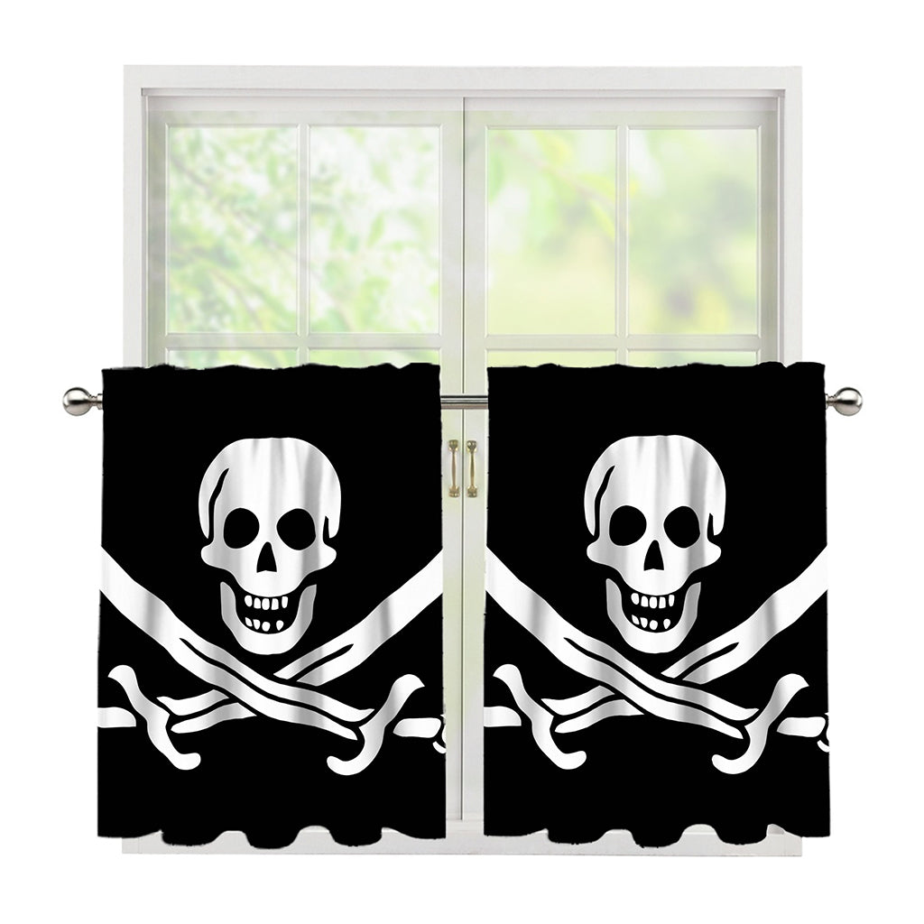 Calico Jack Pirate Flag Print Tier Curtains