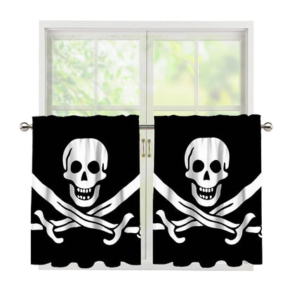 Calico Jack Pirate Flag Print Tier Curtains