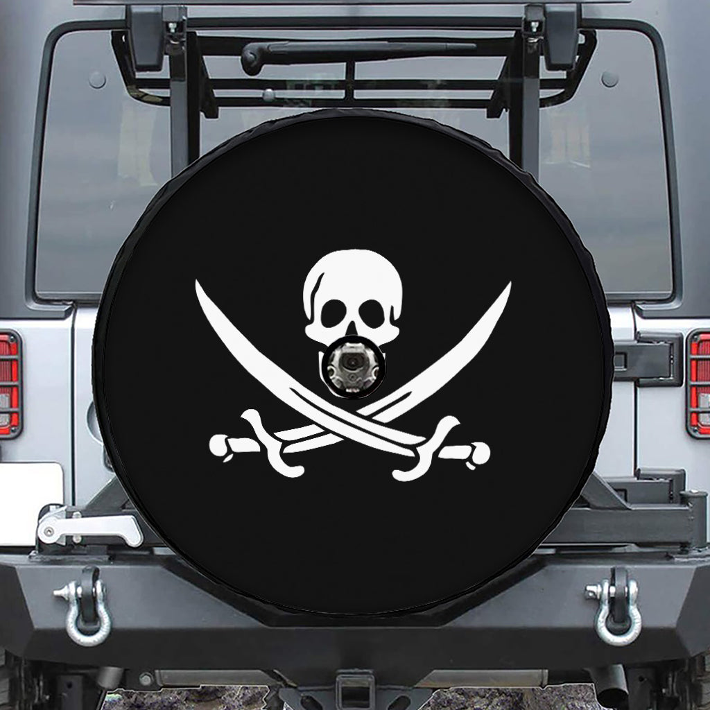 Calico Jack Pirate Flag Print Tire Cover With Camera Hole