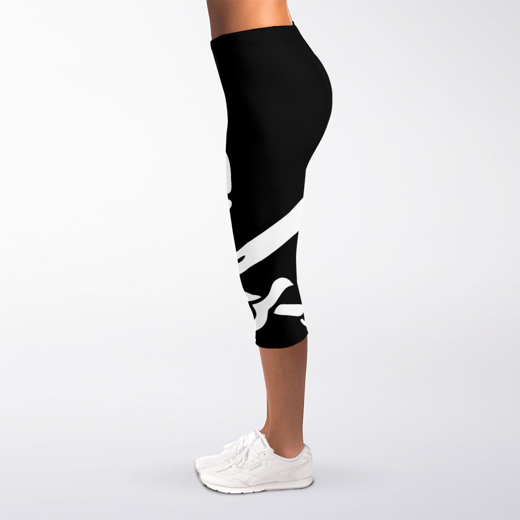 Calico Jack Pirate Flag Print Women's Capri Leggings