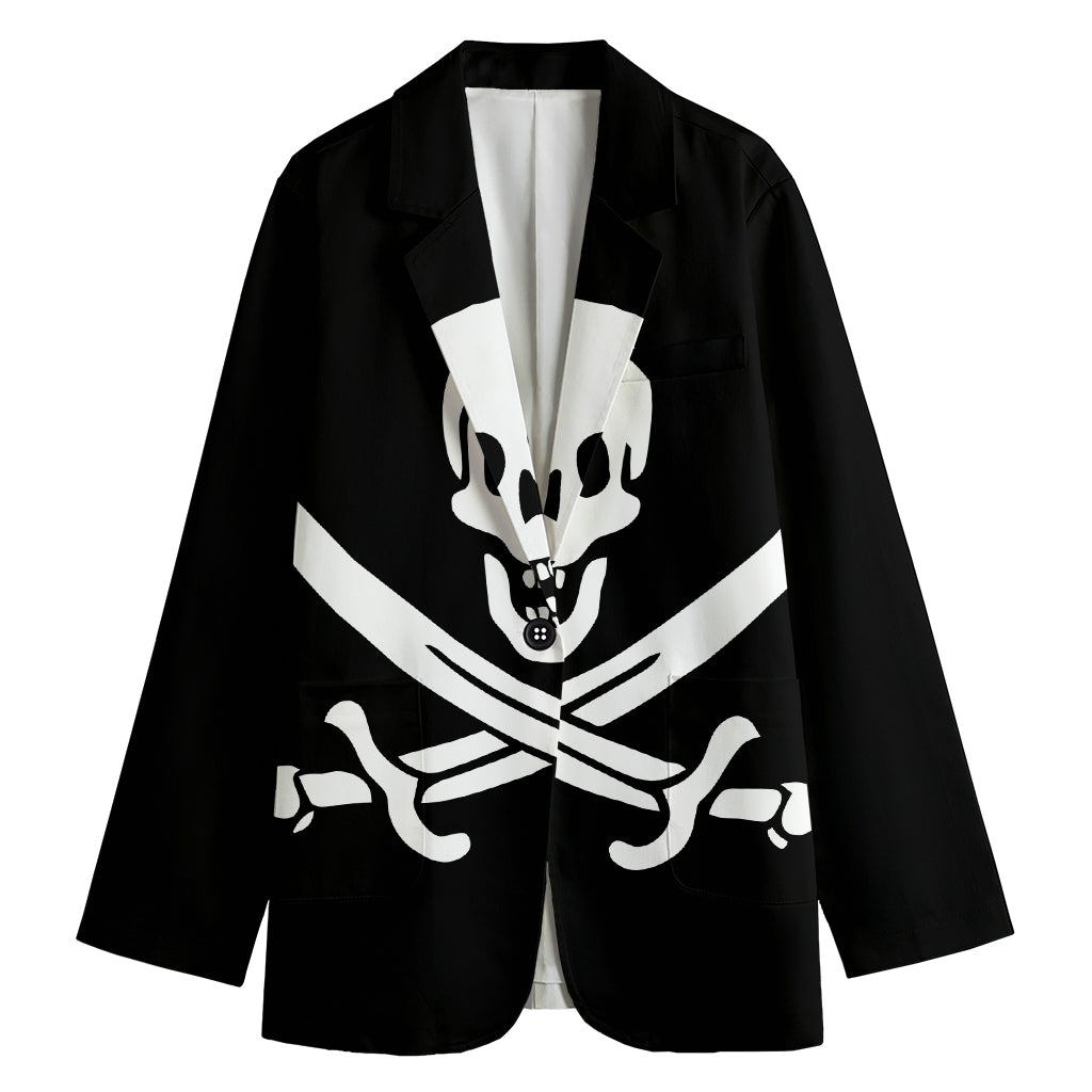 Calico Jack Pirate Flag Print Women's Cotton Blazer