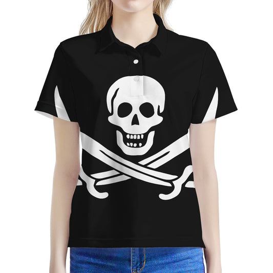 Calico Jack Pirate Flag Print Women's Polo Shirt
