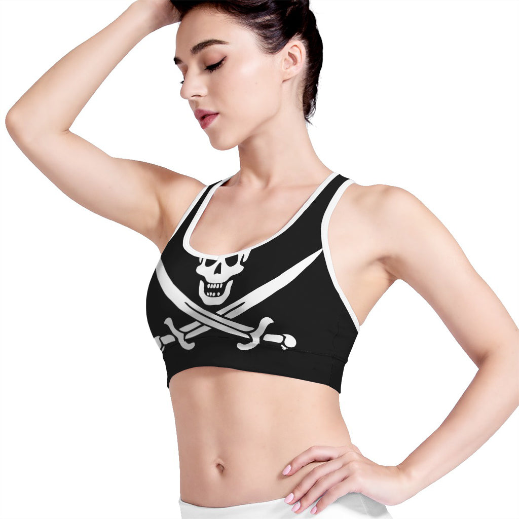 Calico Jack Pirate Flag Print Women's Sports Bra