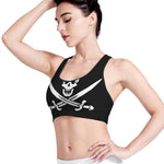 Calico Jack Pirate Flag Print Women's Sports Bra