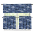 Camo Denim Jeans Pattern Print 3 Piece Kitchen Curtains