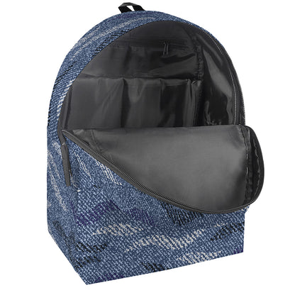 Camo Denim Jeans Pattern Print Backpack