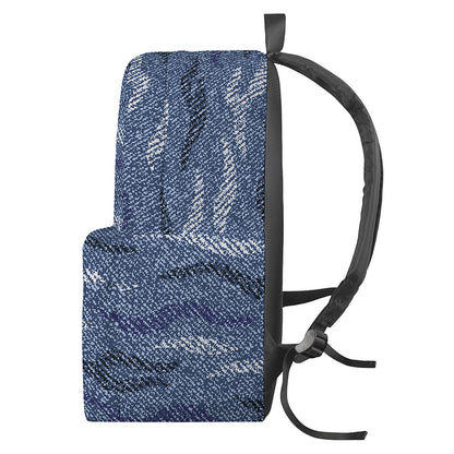 Camo Denim Jeans Pattern Print Backpack
