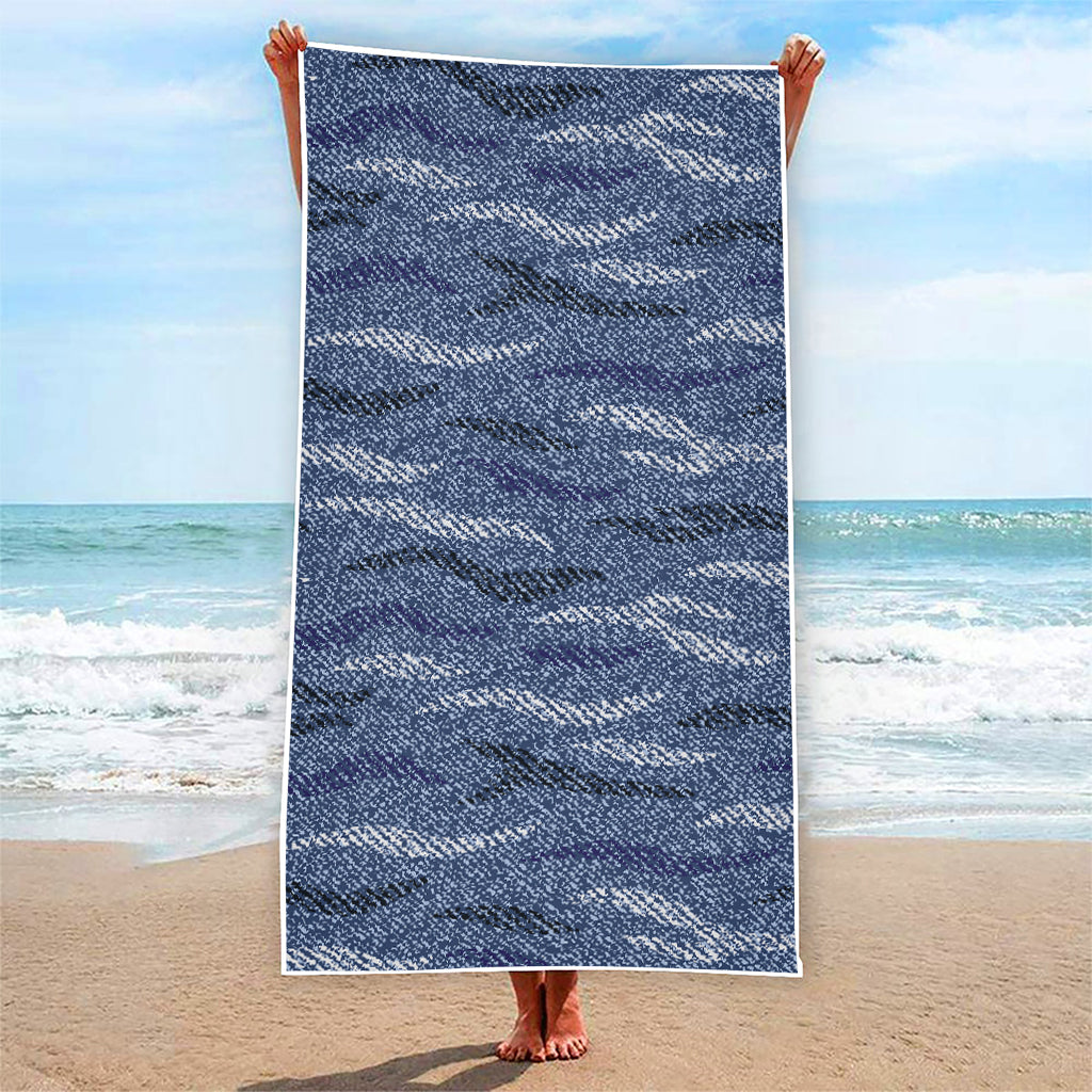 Camo Denim Jeans Pattern Print Beach Towel