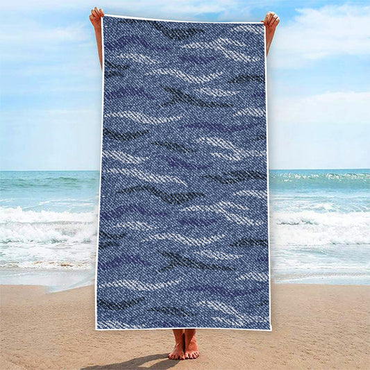 Camo Denim Jeans Pattern Print Beach Towel