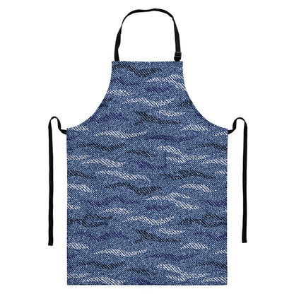 Camo Denim Jeans Pattern Print Bib Apron With Pocket