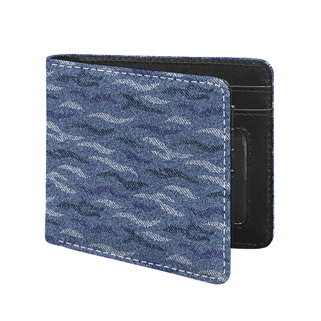 Camo Denim Jeans Pattern Print Bifold Wallet