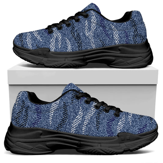 Camo Denim Jeans Pattern Print Black Chunky Shoes