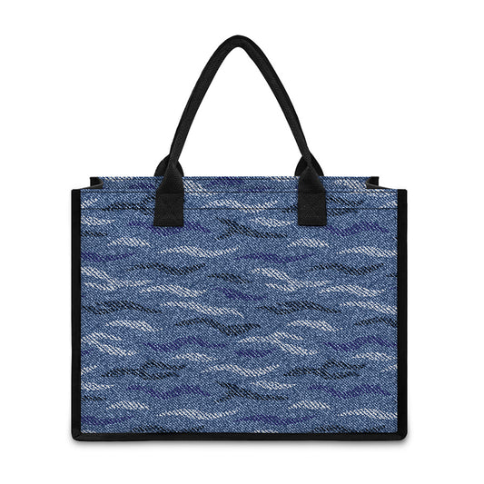 Camo Denim Jeans Pattern Print Canvas Tote Bag