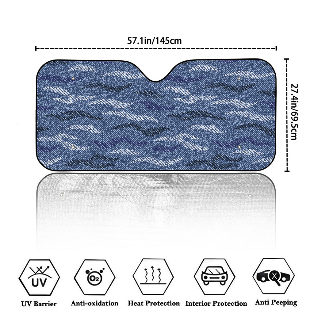 Camo Denim Jeans Pattern Print Car Windshield Sun Shade