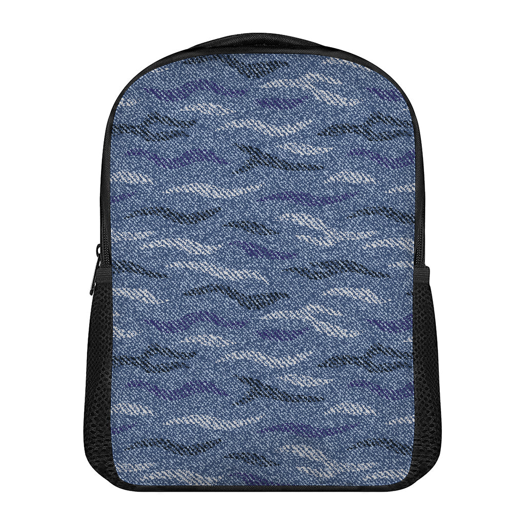 Camo Denim Jeans Pattern Print Casual Backpack