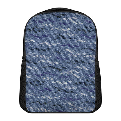 Camo Denim Jeans Pattern Print Casual Backpack