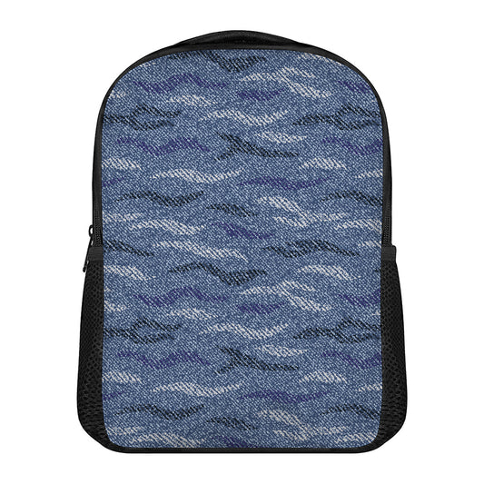 Camo Denim Jeans Pattern Print Casual Backpack