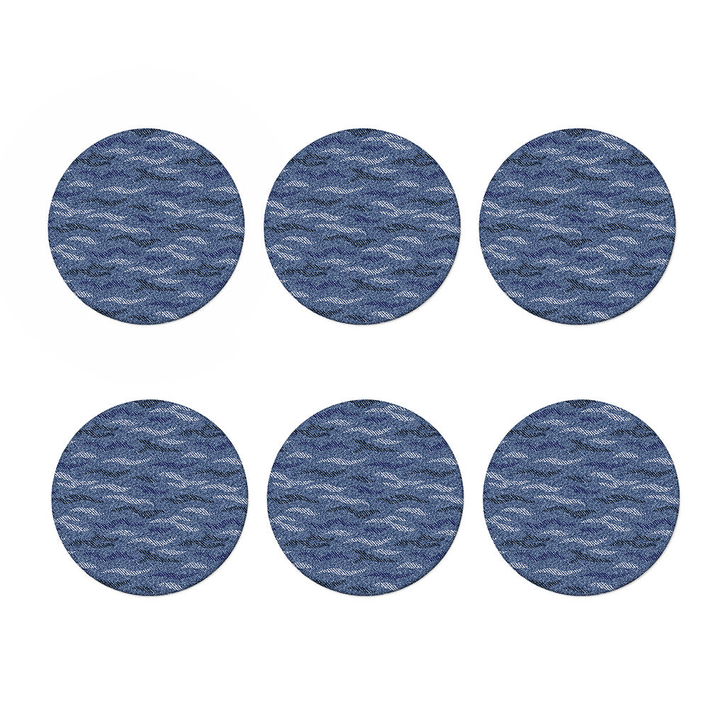 Camo Denim Jeans Pattern Print Coaster Set