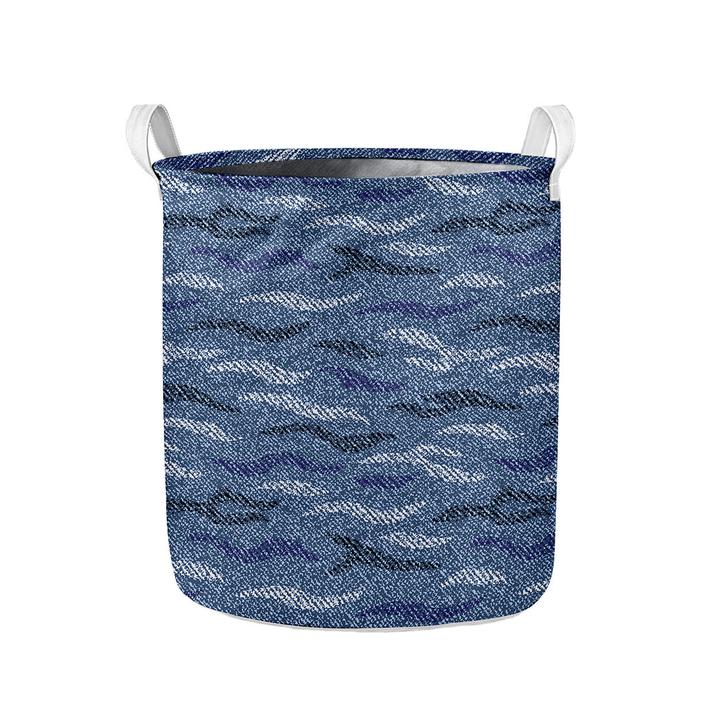 Camo Denim Jeans Pattern Print Collapsible Laundry Basket