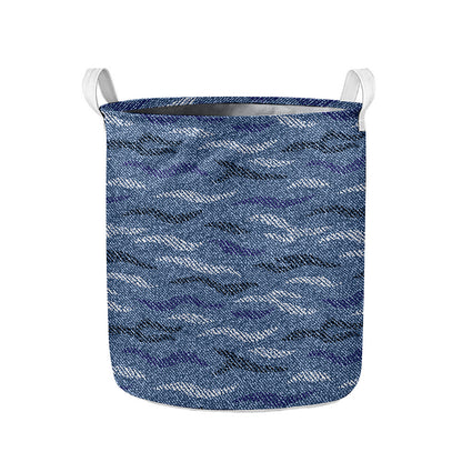 Camo Denim Jeans Pattern Print Collapsible Laundry Basket