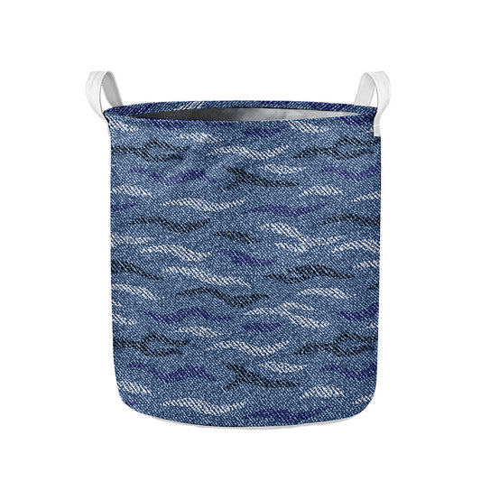 Camo Denim Jeans Pattern Print Collapsible Laundry Basket