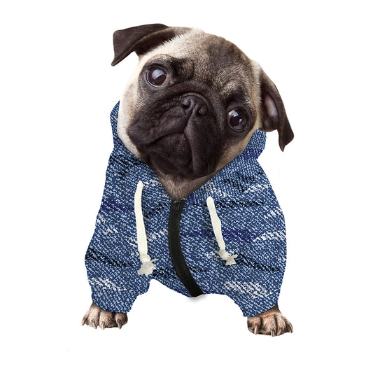 Camo Denim Jeans Pattern Print Dog Zip Up Hoodie