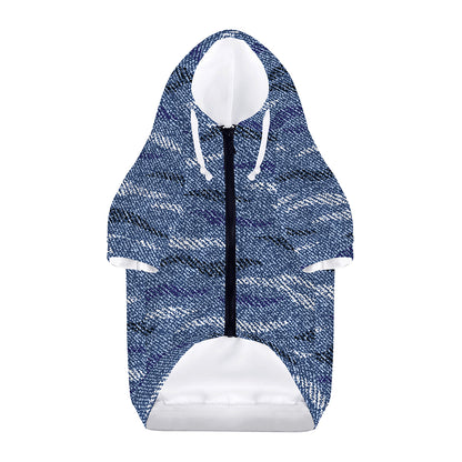 Camo Denim Jeans Pattern Print Dog Zip Up Hoodie