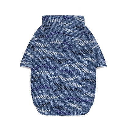 Camo Denim Jeans Pattern Print Dog Zip Up Hoodie
