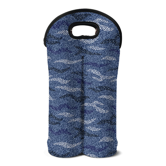 Camo Denim Jeans Pattern Print Double Neoprene Wine Tote