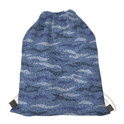 Camo Denim Jeans Pattern Print Drawstring Bag