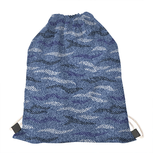 Camo Denim Jeans Pattern Print Drawstring Bag